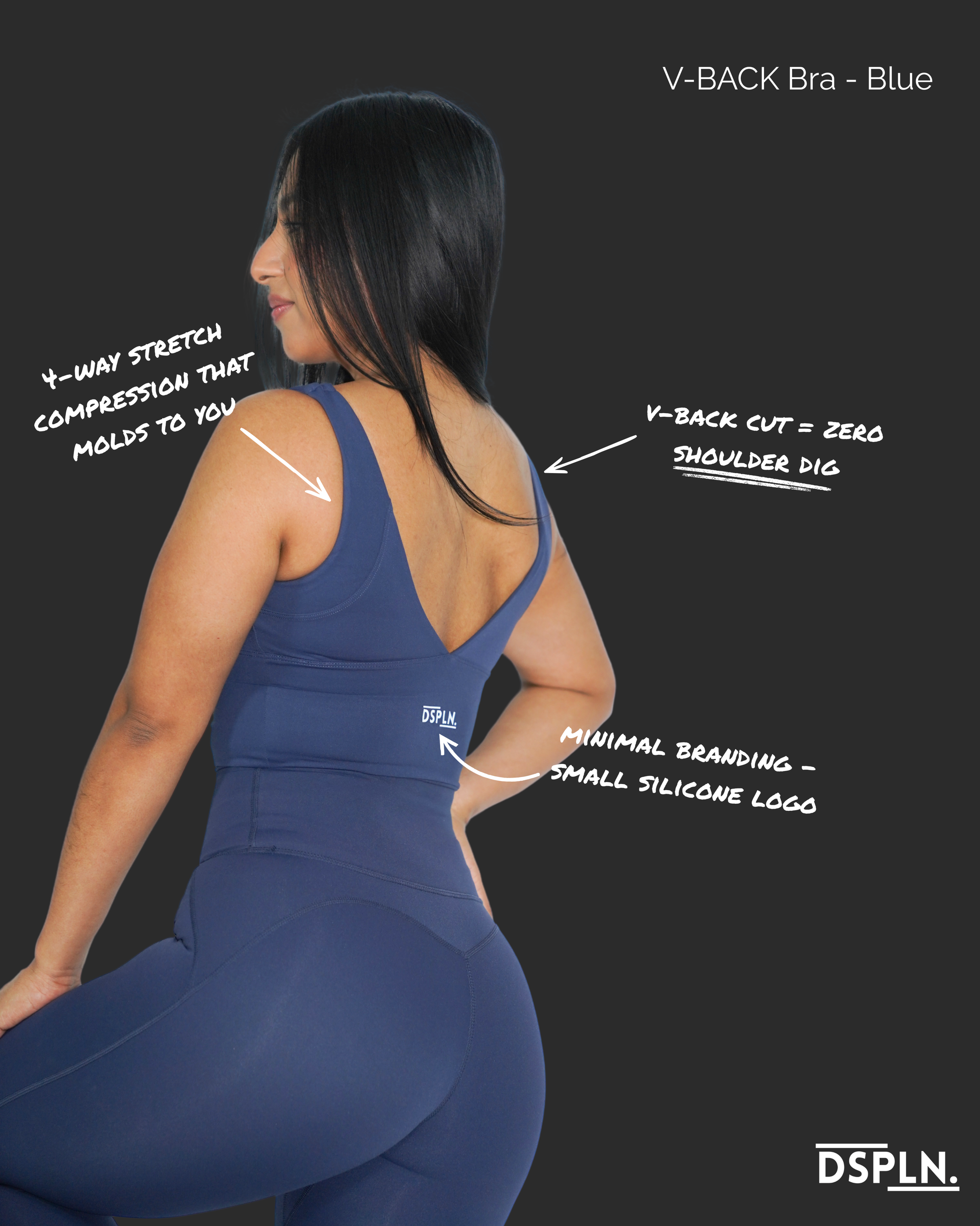 V-Back Bra — Blue